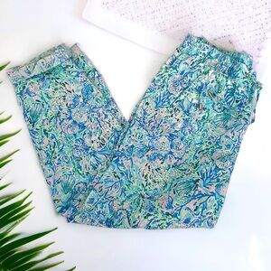 Lilly Pulitzer Taron Pull On Linen Pants Surf Blue Soleil It On Me Large L